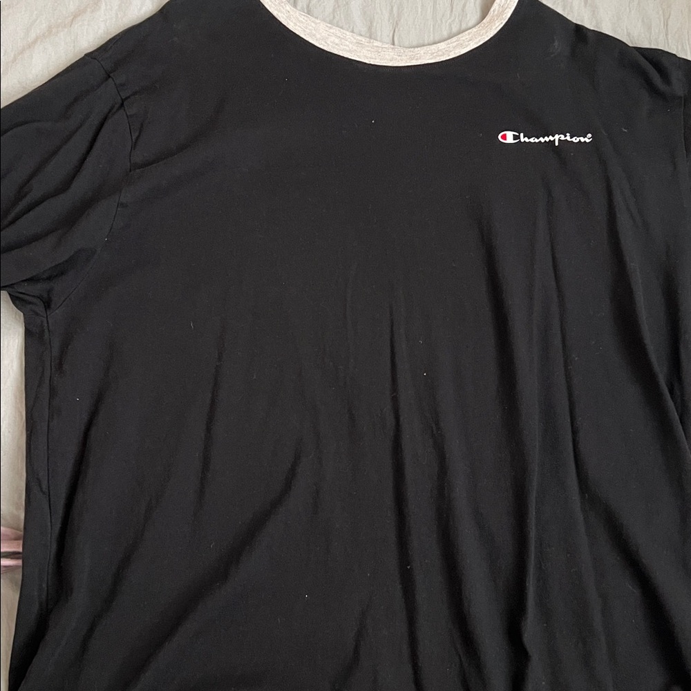 Champion Black Tee with Logo Accent